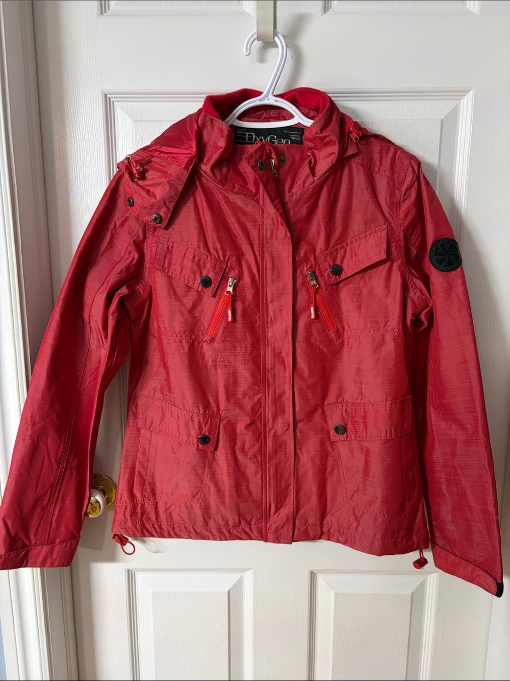 Oxygen Collections Red Lightweight Hooded Jacket for Women